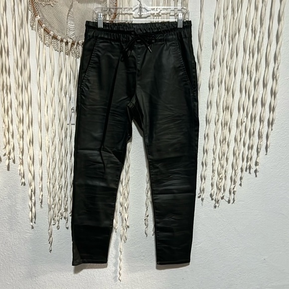 Flog Deep Green Faux Leather Pull On Pants - Picture 1 of 8